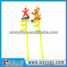 3D Pvc plastic drinking straw with rubber charm